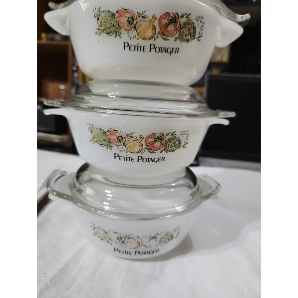 Vintage Anchor Hocking Fireking 472 Petite Potager Casserole Dishes With...
